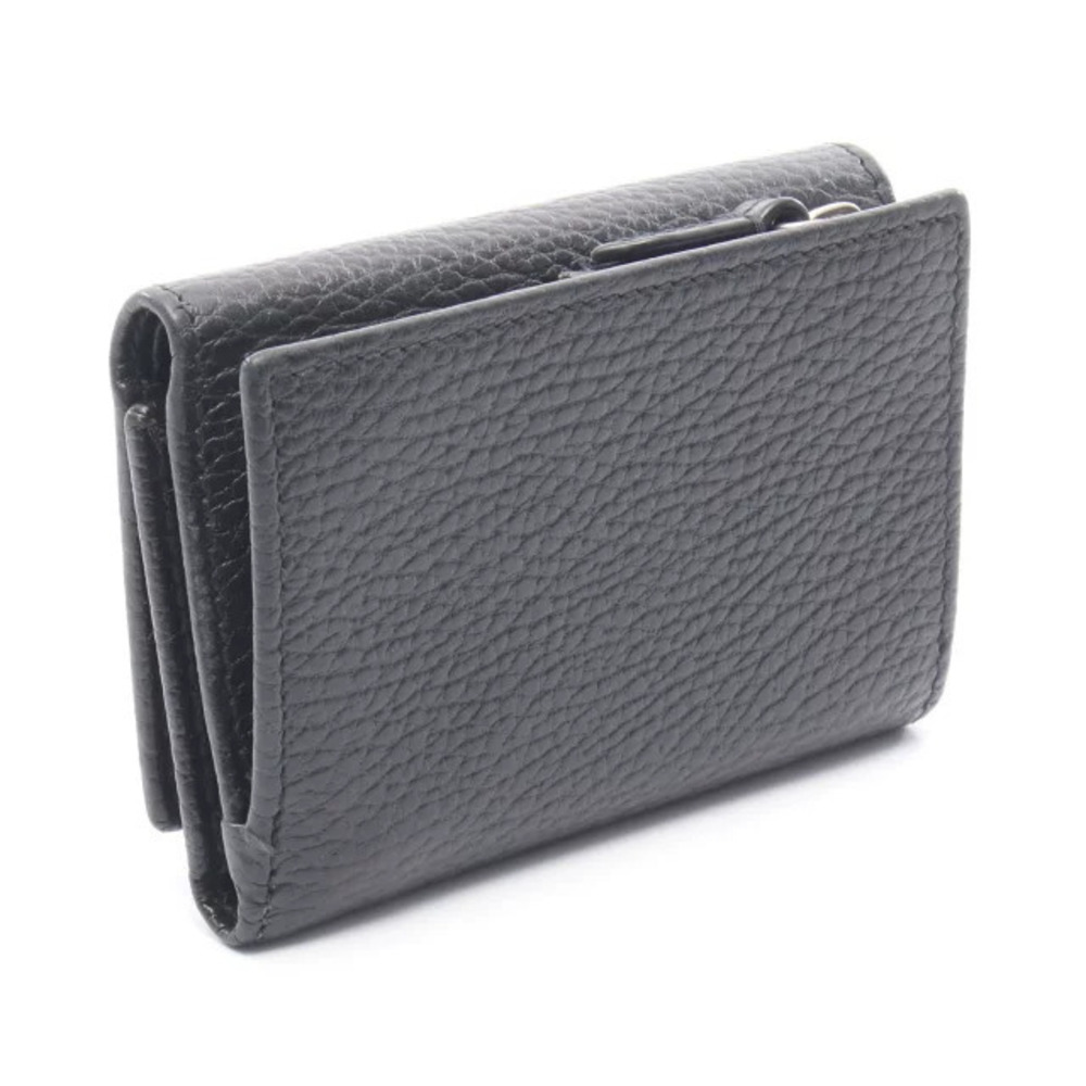 Gucci Wallet Marmont fold Leather GG Black Tri Black